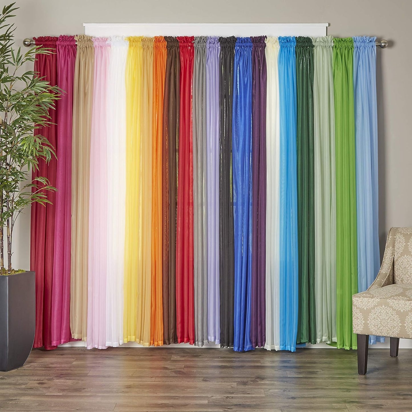 Elegant Comfort Luxury Sheer Curtains, Black Window Treatment Curtain Panels Set of 2 (40 x 84-inches) for Kitchen,