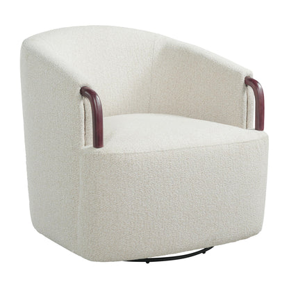 Christopher Knight Home Shiza Modern Swivel Chair with Solid Wood Base, Comfy Swivel Accent Chair with Curved Design, Soft Boucle Upholstered Lounge Sofa Chair for Living Room/Bedroom, Beige