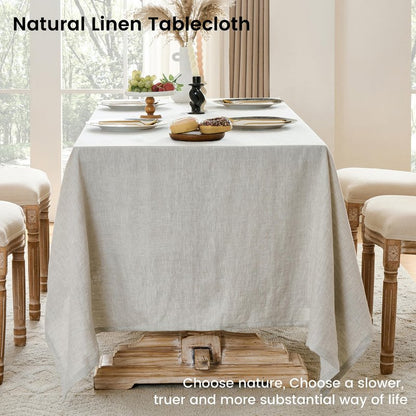 Simple&Opulence Natural Linen Tablecloth for Rectangle Tables-60×120 Inch, 100% Linen Farmhouse Tablecloth for 10-12 Seat Dining Table, Stonewashed Extra Large Tablecloth for Banquet, Dinner, Wedding