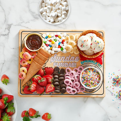 Farberware Sundae Board with Recessed Handles, Reversible Kitchen Cutting Board, 11x14-Inch, Bamboo