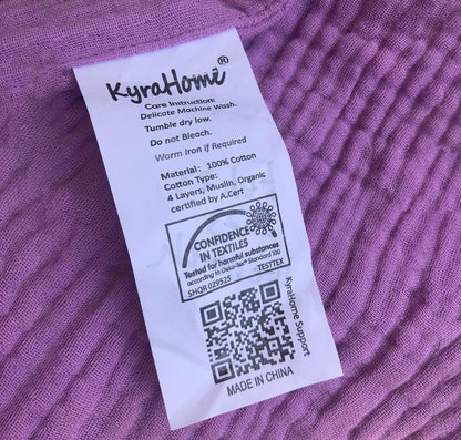 KyraHome 100% 60"x80" Organic Cotton Large Cotton Throw Blanket for Couch, Women, Plant Dyed, Breathable Lightweight