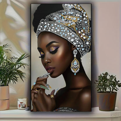 KUFWKEY African Diamond Art Kits for Adults,Partial 5D Diamond Painting kit,Special Shaped Diamond Art,Sparkling gem Art,Woman Diamond dots Kits,DIY Mosaic Kits,Home Decor,Big Size 16X28 inch