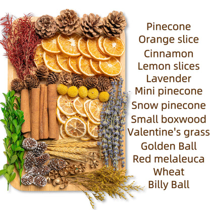 DIY Dried Flowers Kit with Lavender, Pinecone, Scented Orange Slices, Lemon Slices, Cinnamon Sticks for Home Decor, Aroma Diffuser,Christmas Decoration, DIY Crafts Holiday Decor