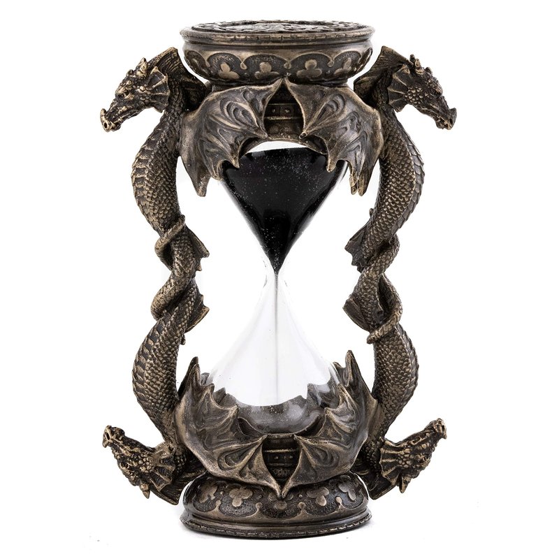 Top Collection Decorative Black Dragon Hourglass - Mythical Sand Timer in Premium Cold Cast Bronze - 5.75-Inch Collectible Medieval Celtic Clock Sculpture