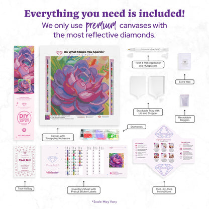 DIAMOND ART CLUB Lolite Succulent Diamond Painting Kit, Fun DIY Crafts for Adults, Round Diamond Art Canvas, 9" x 9" (22.8 cm x 22.8 cm)