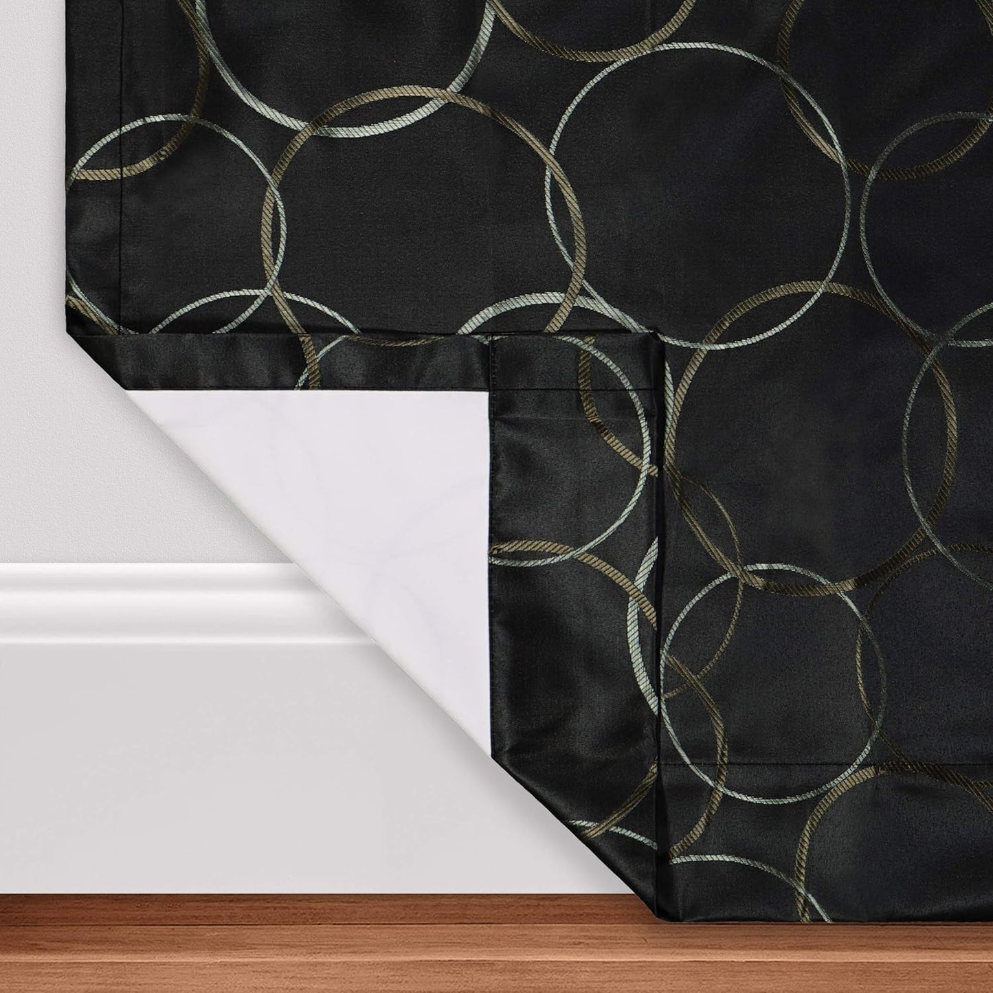 ECLIPSE Meridian Modern Blackout Thermal Grommet Window Curtain, Black, 42 in x 84 in, 1 Panel for Bedroom or Living