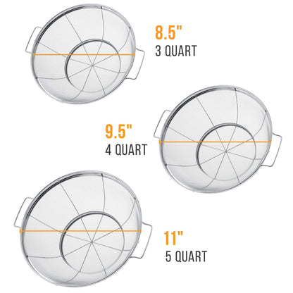 U.S. Kitchen Supply Set of 3 Stainless Steel Colander Strainers Net Baskets 5, 4, & 3-Quart - Colander with Handles & Resting Base - Stainless Steel Sieve, Mesh Strainers and Colanders for Kitchen