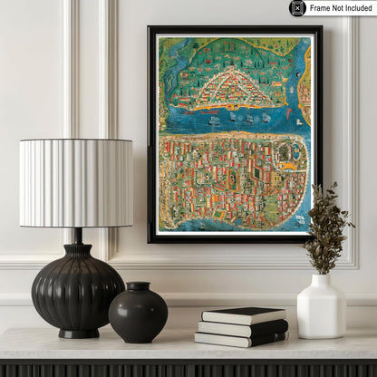 11x14 Poster Master Vintage Map Poster - Retro Map of Constantinople Print - Istanbul Art - Ottoman Empire Art - Gift