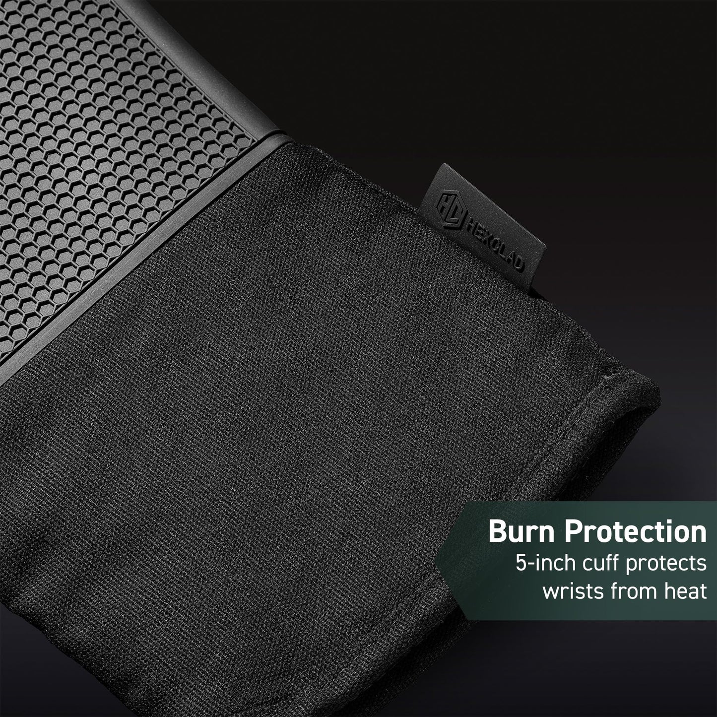 HexClad Silicone Oven Mitt Set, 2-Pack, Heat Resistant to 500ºF, Black