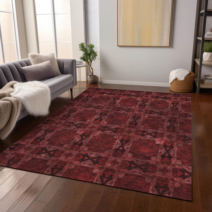 Addison Rugs Chantille ACN564 Red 9' x 12 Indoor Outdoor Area Rug, Stain Resistant, Machine Washable, Non Shedding, Bedroom, Living Room, Dining Room, Kitchen Rug