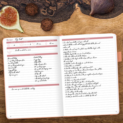 GoGirl Recipe Book – Blank Cookbook to Write In Your Own Recipes – A5, 58 Recipes Total - Peach Pink
