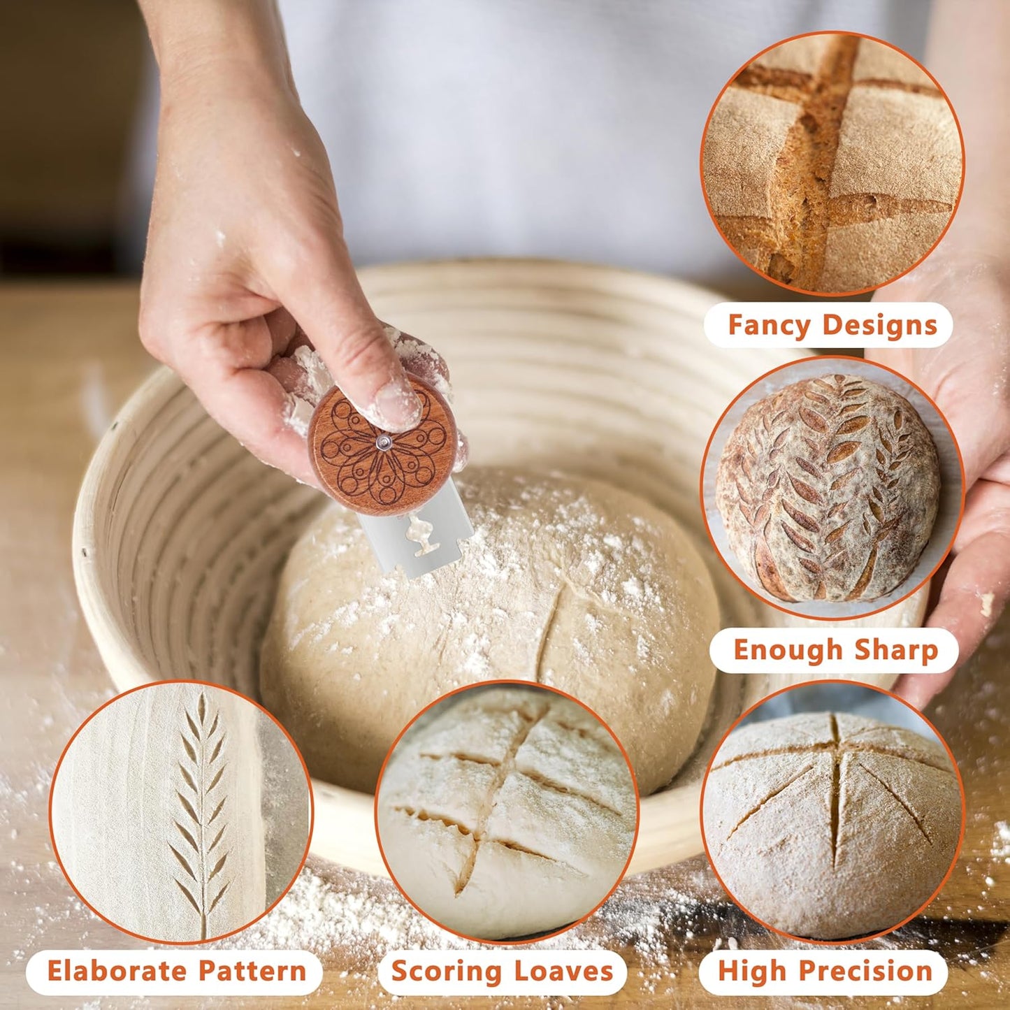 Epritliber 5 UFO Bread Lame Cutter for Homemade Sourdough,Bread Scorer Tool for Sourdough with Blades and Storage