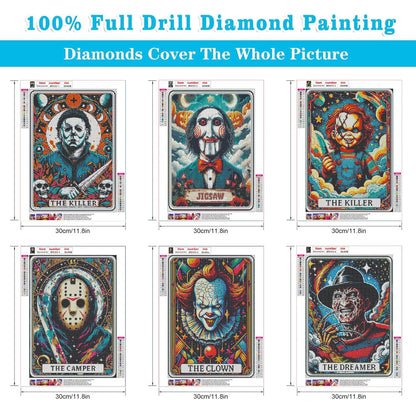 WUDWL 6 Pack Halloween Diamond Art Kits for Adults Beginners,Horror Diamond Painting Kits for Adults,5D Full Drill DIY Diamond Dot Gem Art Kit Wall Home Decor Arts Craft 12x16 inch