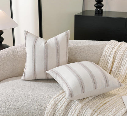 22x22 Set 2, Cethom Boho Throw Pillow Covers of Taupe Striped Decorative Pillow Cases for Couch Chair Bed, Textured