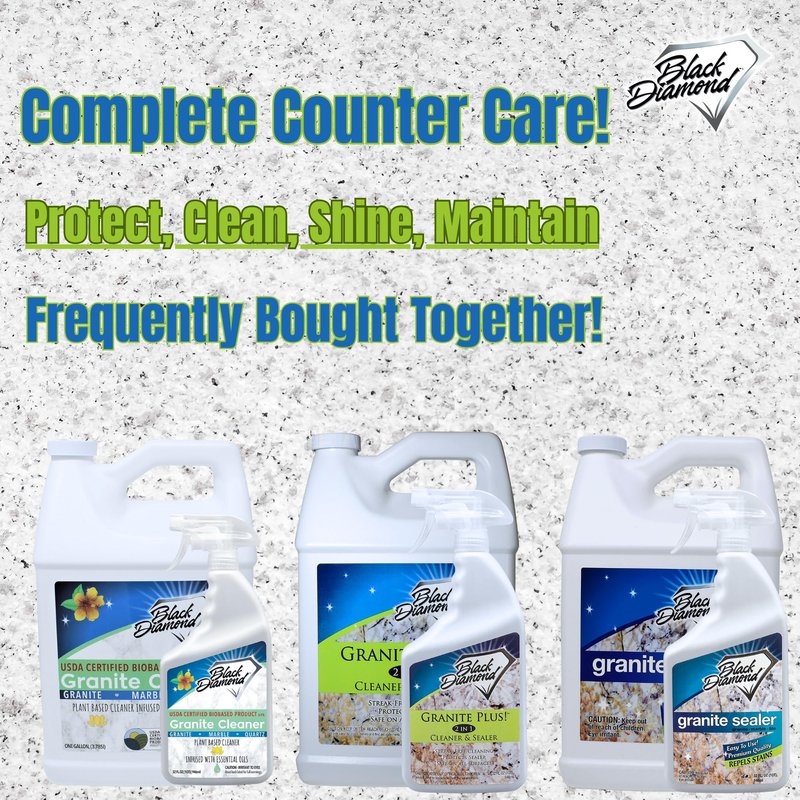 Black Diamond Stoneworks Granite Plus 2-in-1 Cleaner & Sealer, pH Neutral, Streak-Free Stone Cleaner for Granite, Marble, Quartz, Travertine & Limestone Countertops, Ready to Use (1-Gallon)