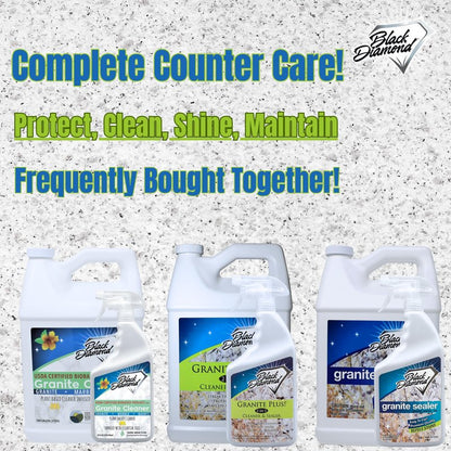 Black Diamond Stoneworks Granite Plus 2-in-1 Cleaner & Sealer, pH Neutral, Streak-Free Stone Cleaner for Granite, Marble, Quartz, Travertine & Limestone Countertops, Ready to Use (1-Gallon)