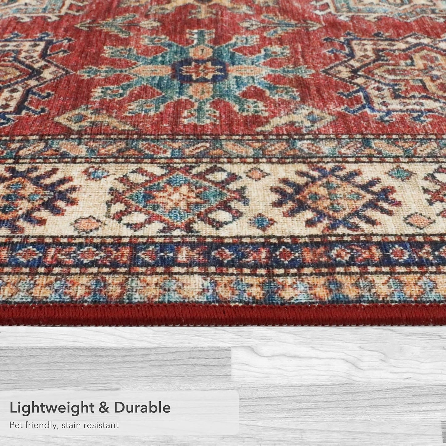 Wyatt & Ash Red Minot Imagine Printed Chenille Accent Rug, 2' x 4' Non Skid & Machine Washable