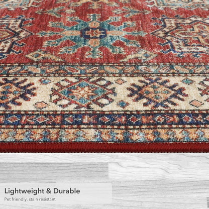 Wyatt & Ash Red Minot Imagine Printed Chenille Accent Rug, 2' x 4' Non Skid & Machine Washable
