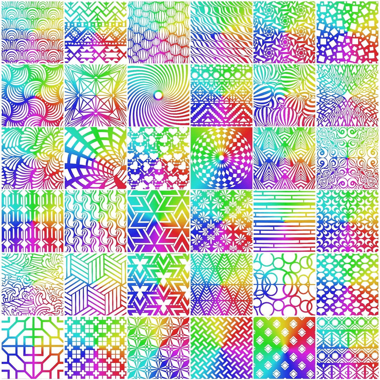 Tinlade 36 Pack Geometric Painting Stencils Set, Mandala Tile Pattern Templates for DIY Wall Art, Furniture Floor Decor Drawing Tools for Crafts Scrapbooking Painting Projects(7.87 x 7.87 Inches)