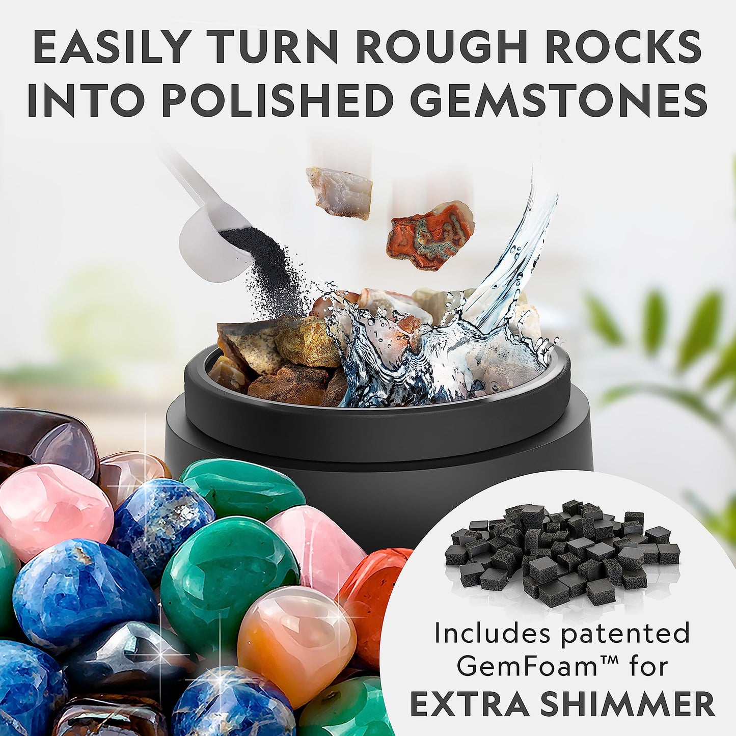 National Geographic Platinum Series Ultra Quiet Rock Polisher Kit - Patent-Pending for Kids & Adults, 2 lb. Barrel, Rocks, Grit, GemFoam, Rock Tumblers