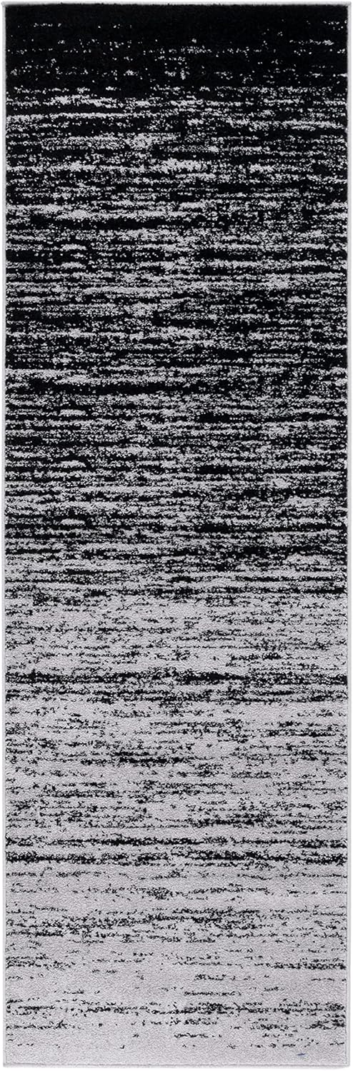 2'6" 10', (ADR113A) SAFAVIEH Adirondack Collection Runner Rug - x Silver & Black, Modern Ombre Design, Non Shedding