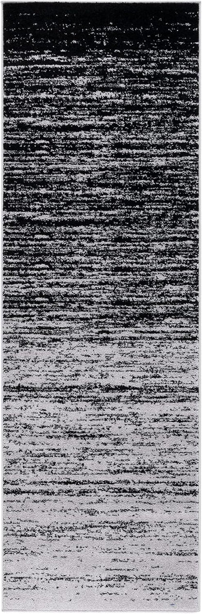 2'6" 10', (ADR113A) SAFAVIEH Adirondack Collection Runner Rug - x Silver & Black, Modern Ombre Design, Non Shedding