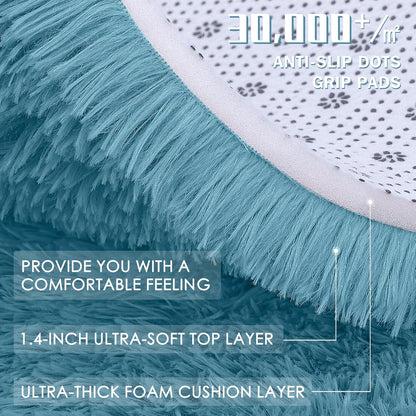 OLANLY Large 5x7 Machine Washable Area Rug - Soft Fluffy Shaggy Carpet for Living Room & Bedroom | Slate Blue