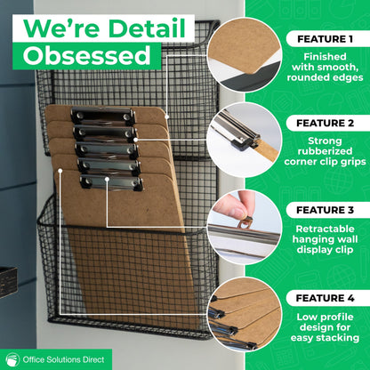 Clipboards (Set of 30) Hardboard Clipboard Low Profile Clip A4 Letter Size Classroom Supplies