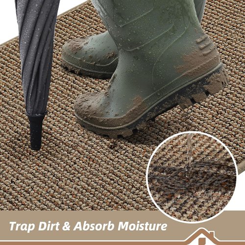 BEQHAUSE Dirt Trapper Door Mat - Non-Slip, Washable, Absorbent 32" x 48" Beige Entrance Mat