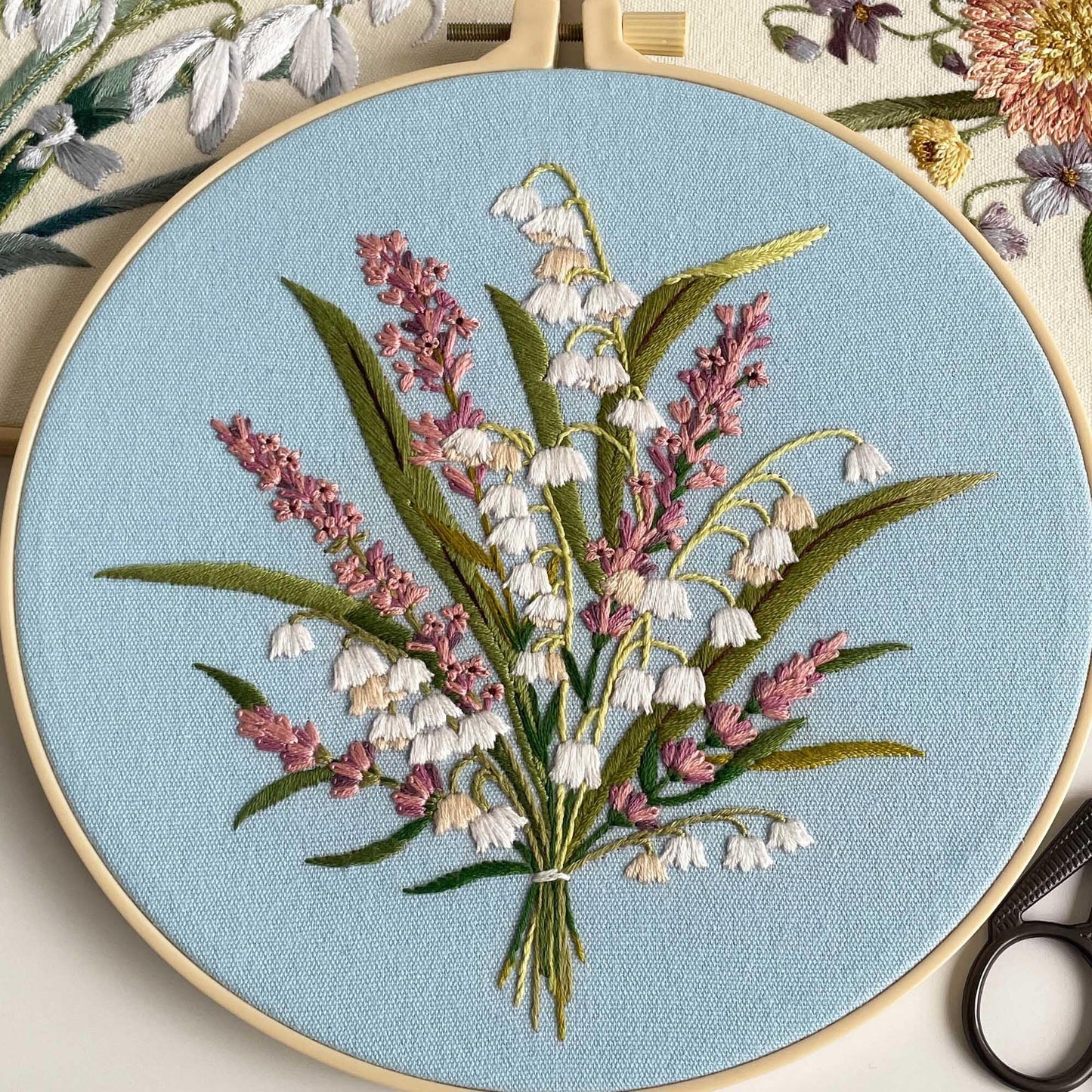 Myfelicity Embroidery kit for Adults and Beginners, Includes 3 Floral Pattern Fabrics, 3 Embroidery Hoops, Embroidery Floss and Other Tools.