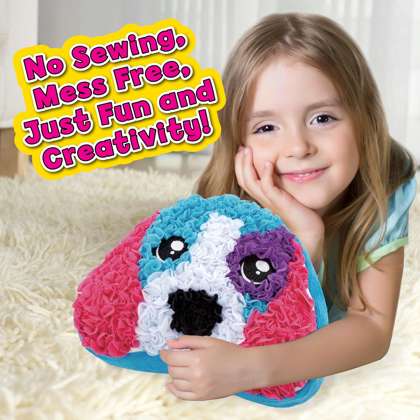 Small World Toys Plush Craft Puppy Pillow – DIY Plush Animal Kit with 350 Fabric Art Pieces, No-Sew Poke-in Art for Kids, Fun Learning Toy for Kids Ages 5+, Creative Gifts for Girls and Boys