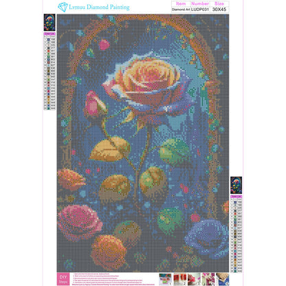 Lvmuu 5D Rose Diamond Art Kits for Adults, DIY Flowers Diamonds Painting Set Full Square Drill Paint By Numbers Art Craft Home Decor (Purple)