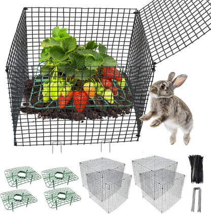 4 Sets 12x12Inch Upgraded Strawberry Supports with Wire Plant Protectors from Animal Sturdy Metal Wire Plant Cages Mesh