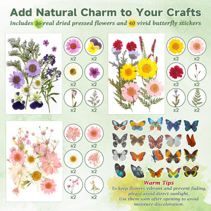 DIY Bookmark Making Kit – 30 Sets with Blank Watercolor Bookmarks, Pressed Flowers, Butterfly Stickers, Tassels, Sleeves & Tweezer – Fun Craft Kit for Painting, Unique Gifts, Book Lovers