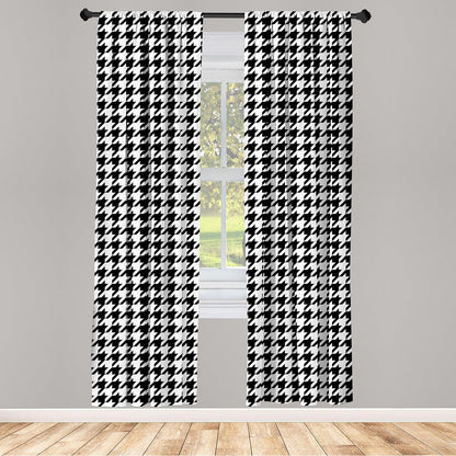 Ambesonne Modern Curtains, Bizarre Shapes Houndstooth Graphics, 2 Panel Set for Living Room Bedroom