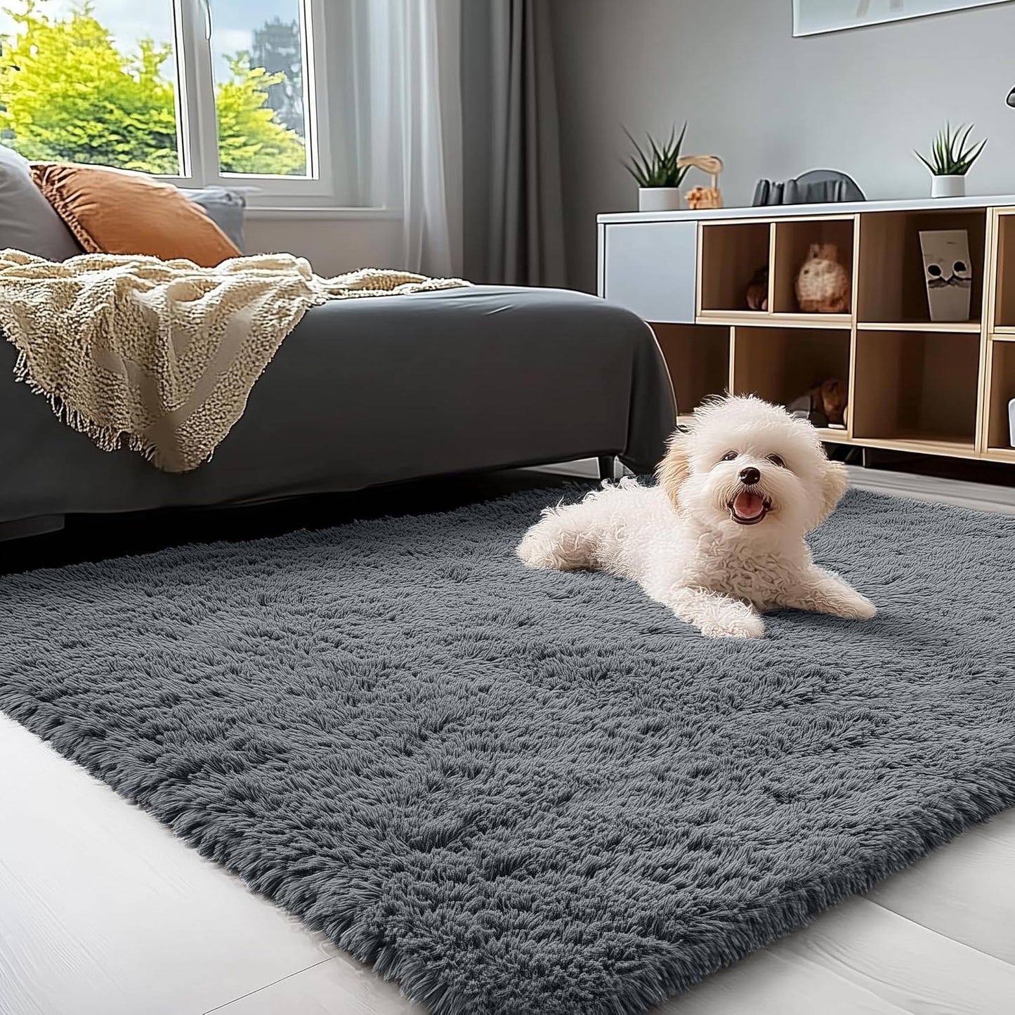OLANLY Chenille Dog Door Mat & Area Rugs - Soft, Durable Grey Set | 30x20 in & 4x5.9 ft Sizes
