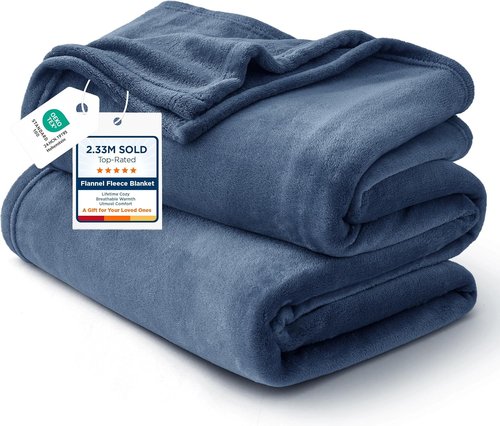 Bedsure GentleSoft Fleece Bed Blanket - Soft, Lightweight, Plush Cozy Luxury in Mineral Blue, 84x90 Inches