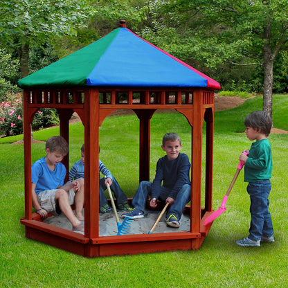 Gorilla Playsets 02-2023 Play-Zee-Bo Sandbox Gazebo with Canopy Roof