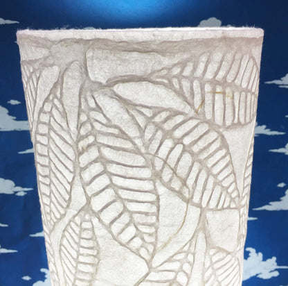 MULBERRY PAPER, EMBOSSED LEAVES, WHITE MULBERRY PAPER SHEET