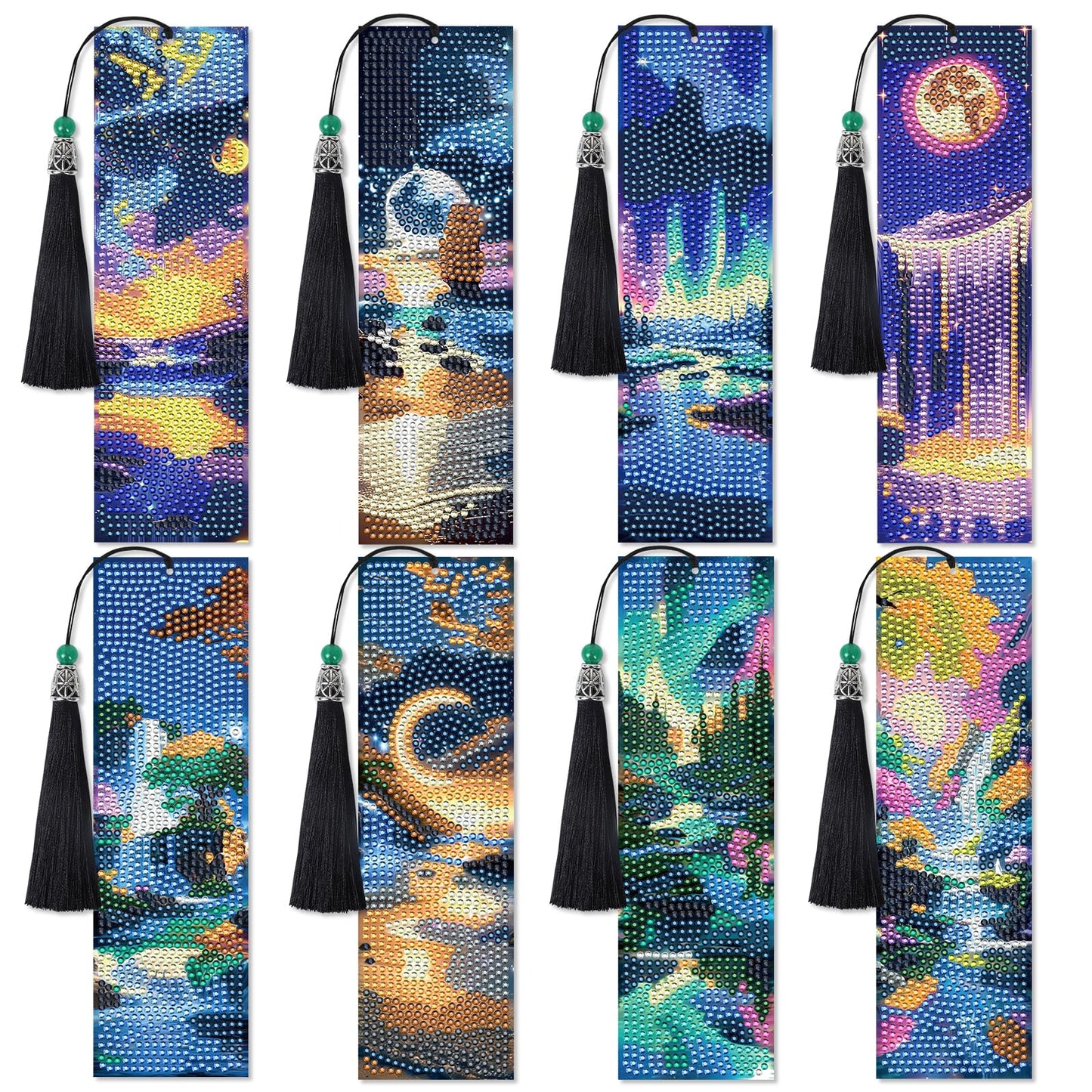 Sitsink Landscape Diamond Art Bookmarks - 8 Pcs Polar Lights Aurora Diamond Painting Kits Bookmarks Set Scenery Design