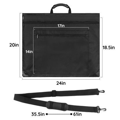 ZKOO Light Weight Art Portfolio Bag, Artist Canvas Case with Detachable Shoulder Strap, Leather Corners, Art Portfolio Case 20 X 24 for Artwork, Poster, Sketching, and Drawing (20" x 24" Black)