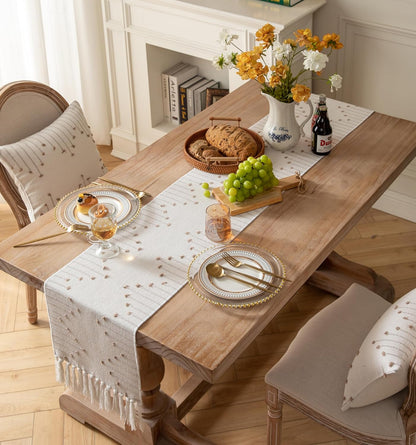 13 90 Inch Boho Table Runner x Long Natural Cotton Woven Runner with Tassels for Home Dining Table dcor, for Modern