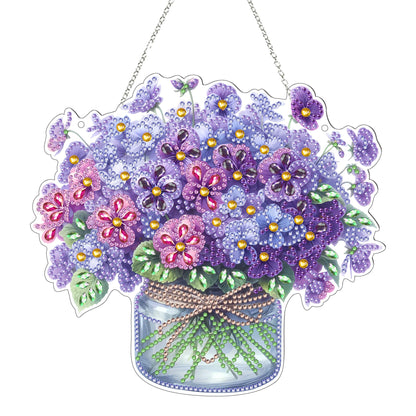 DIY Hanging Diamond Art Kit for Adult – 5D Gem Art Window & Wall Pendant, Acrylic Diamond Painting Ornament for Home & Garden Decoration (Flower)