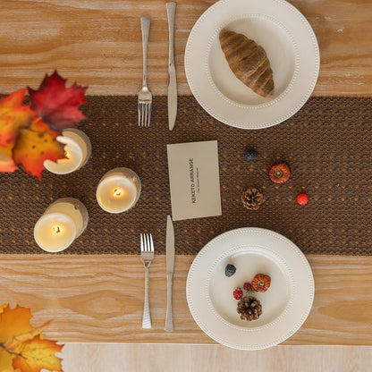 13x72 Inches Keketoarrange Boho Brown Table Runner for Home Decor Farmhouse Small Macrame Woven Burlap Jute Rustic