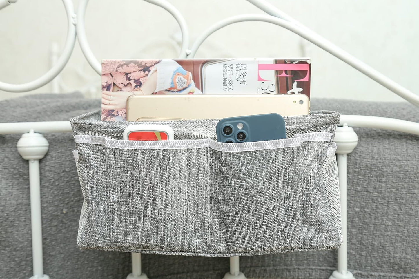 Home Dormitory Bed Hanging Storage Bag, Dark Gray, 31 cm Length, 11 cm Width, 16 cm Height