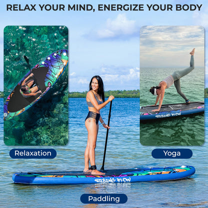 SereneLife Inflatable Stand Up Paddle Board - Wide Stable Design, Non-Slip Deck for Adults & Youth with Premium Paddle Board Accessories: Carry Bag, Dual Action Pump, Paddle, Ankle Leash - 10'6"