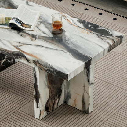 Roundhill Furniture Mchome 3-Piece Coffee Table Set, Coffee Table and Two End Tables, Off-White Faux Marble