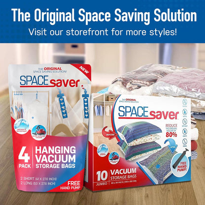 6 Pack Jumbo Vacuum Storage Bags for Comforters, Blankets & Clothes - Space Saver Compression Bags with Hand Pump