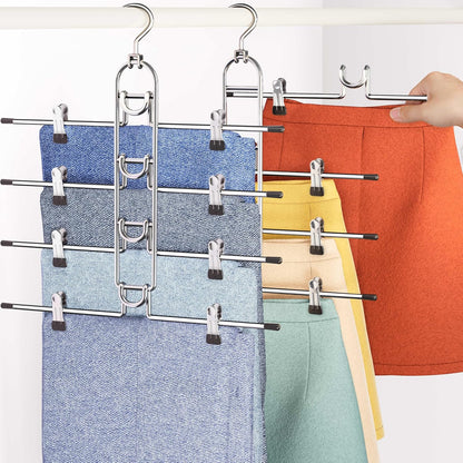 Skiennix Pants Hangers - Upgraded Detachable Space-Saving Clips for Skirts, Shorts & Trousers - Heavy Duty Design