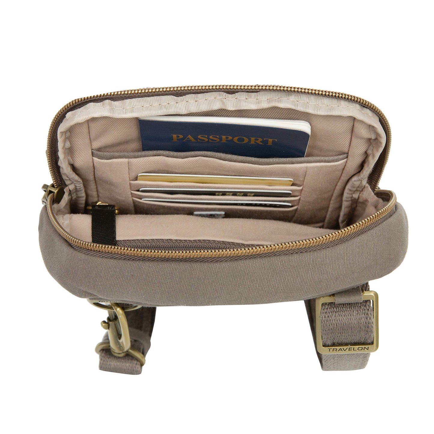 Travelon Unisex Adults Anti-theft Courier Small N/S Slim Tote, Stone Gray